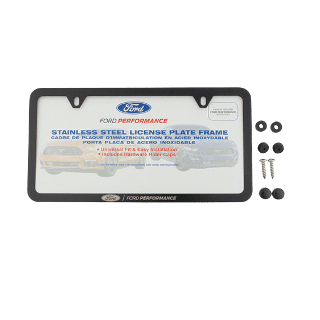 Ford Performance Slim License Plate Frame - Black Stainless Steel - Ford Show Parts